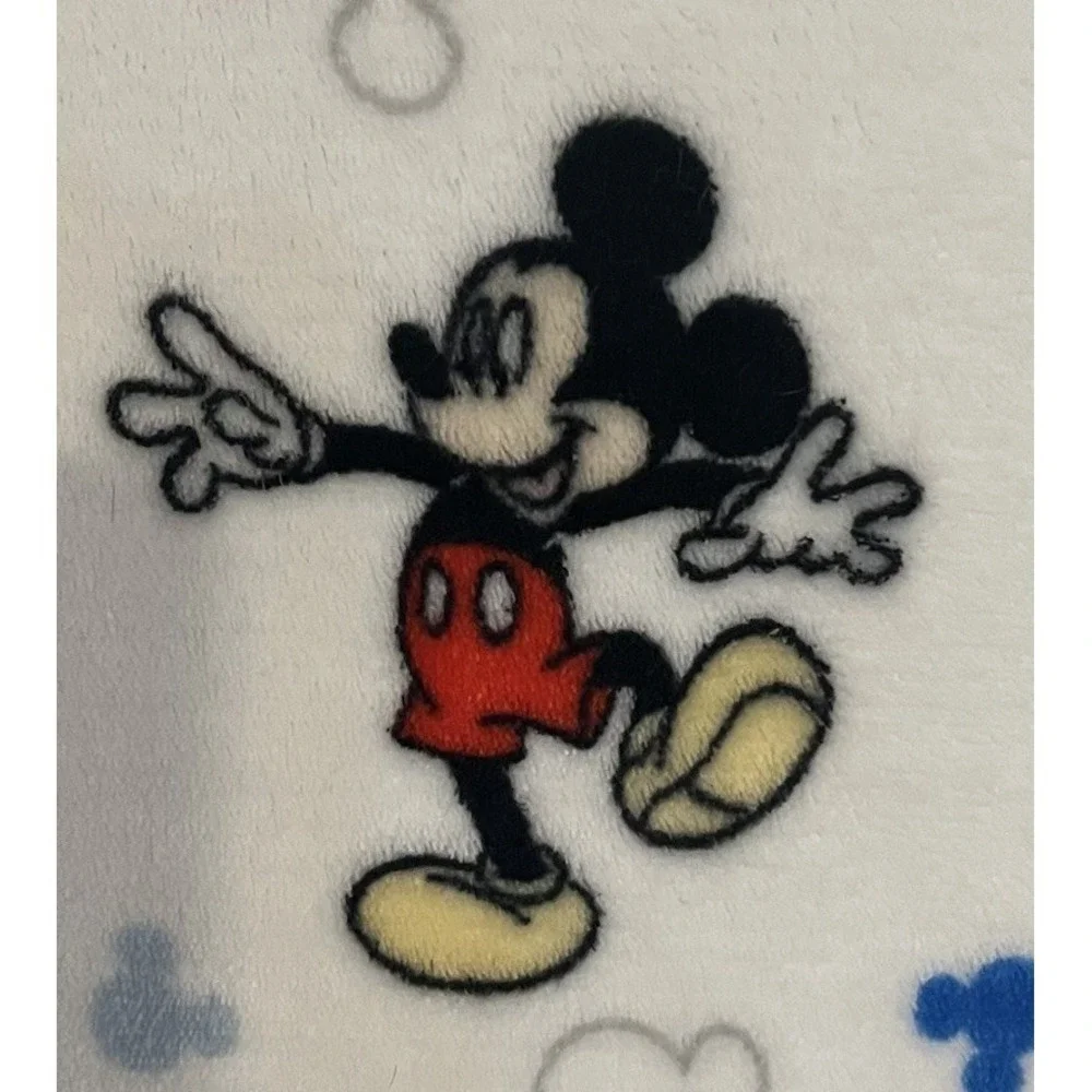 Disney Baby Classic Mickey Mouse Fleece Blanket‎ White Blue Red 37x28 Soft Lovey